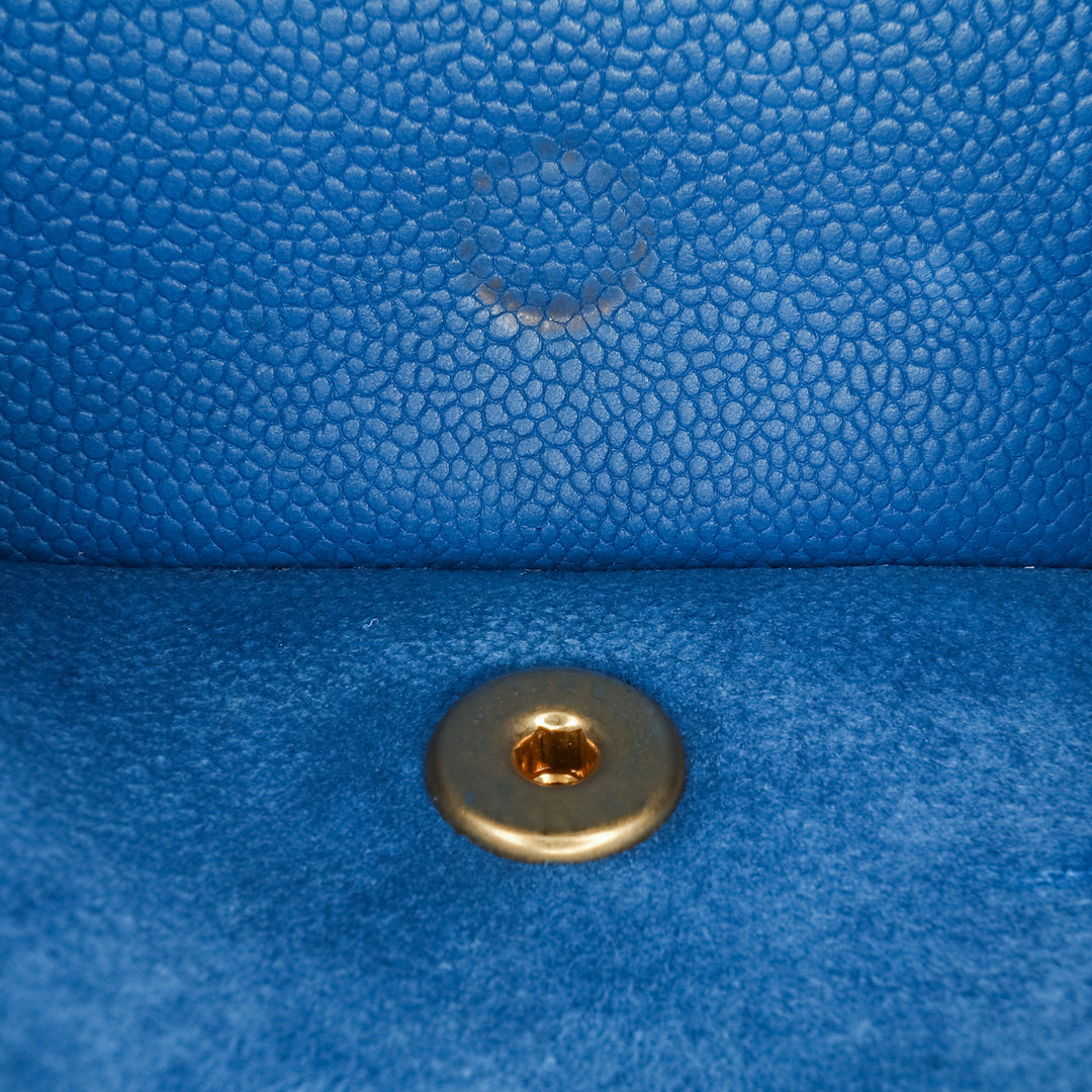 Medium Classic Caviar Pure Double Flap Blue - Gaby Paris