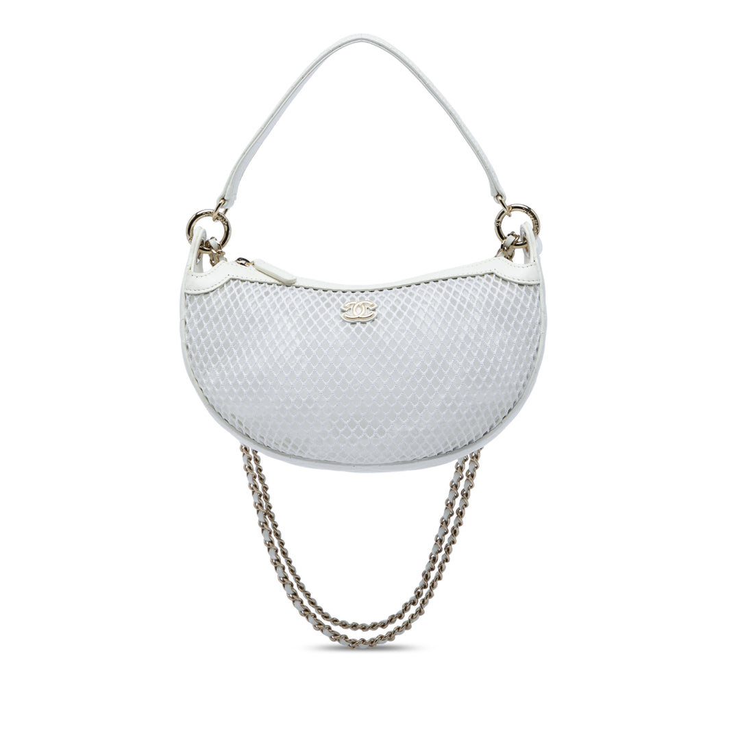 Chanel CC Mesh et Matelassé brillant Chaîne Hobo Cuir d'agneau Blanc – vue principale – GABY PARIS