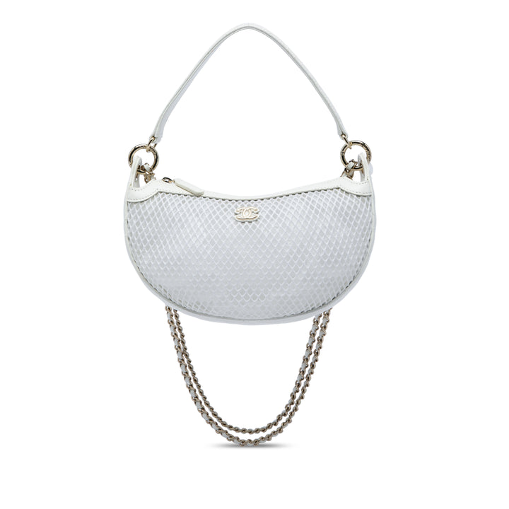 Chanel CC Mesh et Matelassé brillant Chaîne Hobo Cuir d'agneau Blanc – vue principale – GABY PARIS