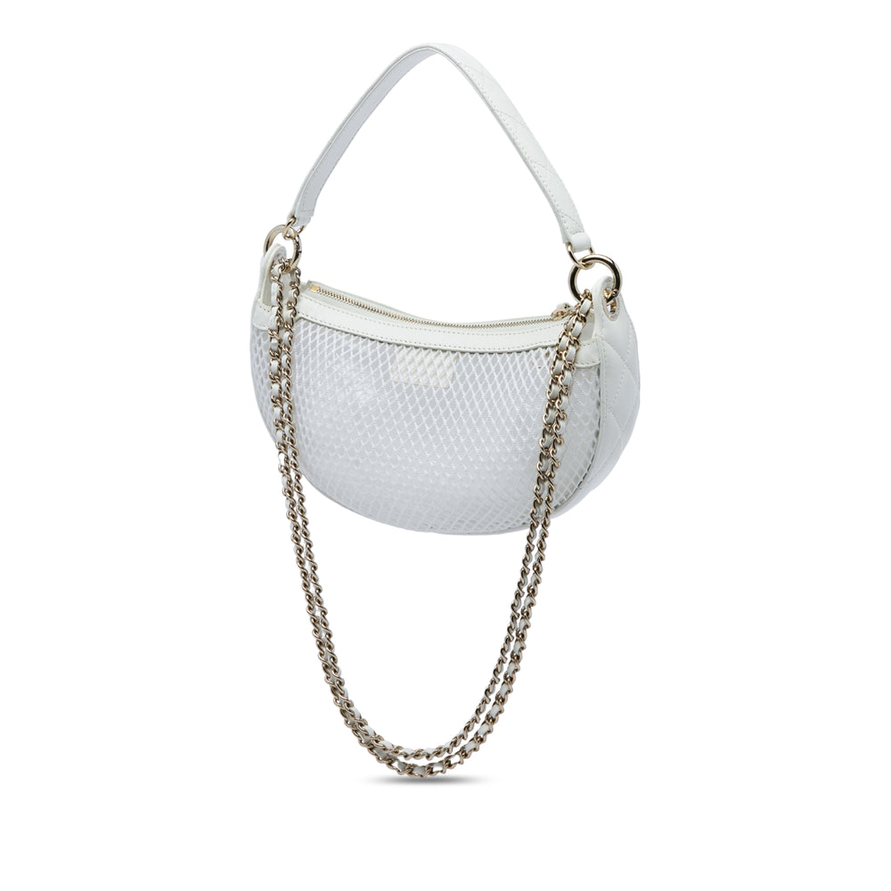 Chanel CC Mesh et Matelassé brillant Chaîne Hobo Cuir d'agneau Blanc – vue 2 – GABY PARIS