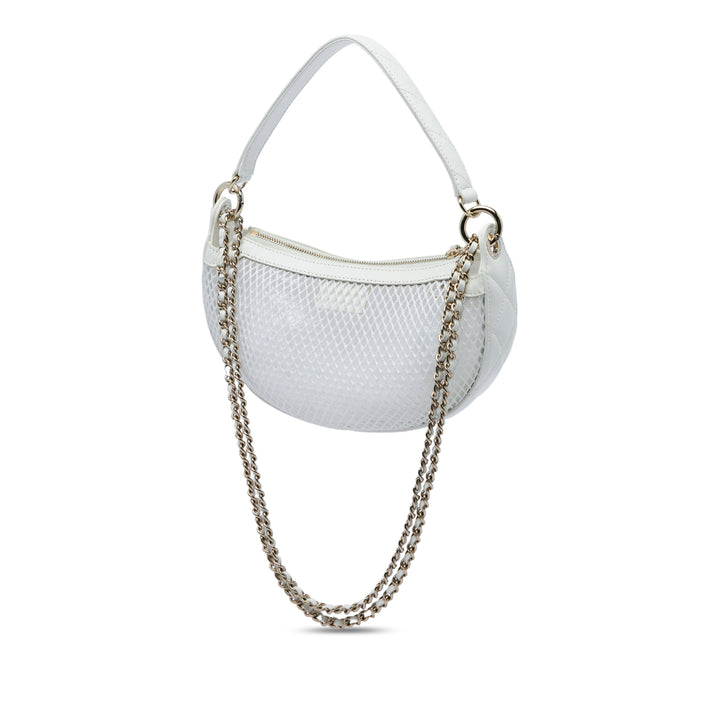Chanel CC Mesh et Matelassé brillant Chaîne Hobo Cuir d'agneau Blanc – vue 2 – GABY PARIS
