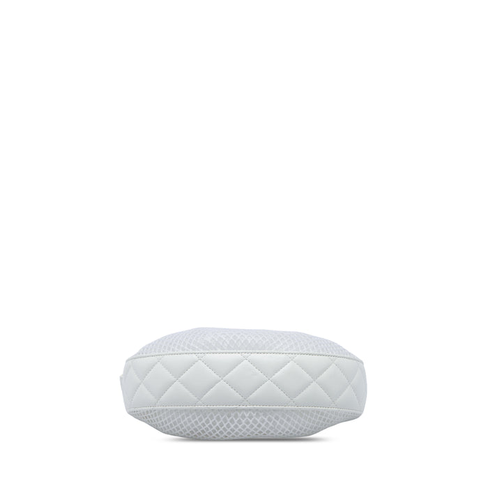 Chanel CC Mesh et Matelassé brillant Chaîne Hobo Cuir d'agneau Blanc – vue 3 – GABY PARIS