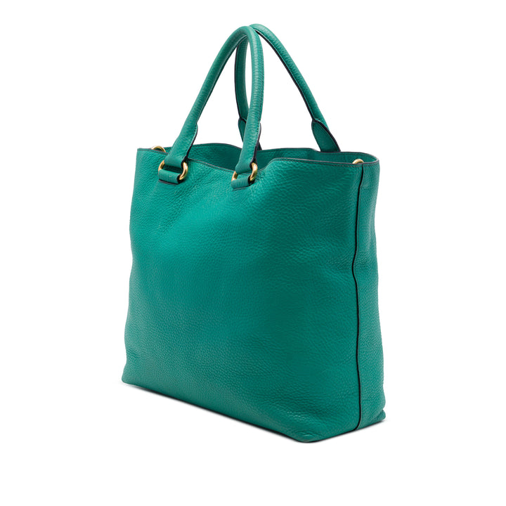 Prada Vitello Daino Front Zippé Open Cabas Bleu – vue 2 – GABY PARIS