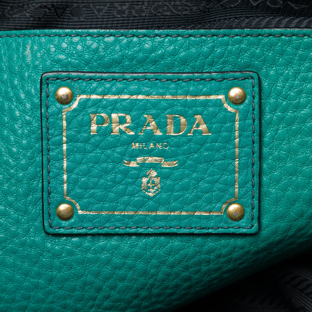 Prada Vitello Daino Front Zippé Open Cabas Bleu – vue 5 – GABY PARIS
