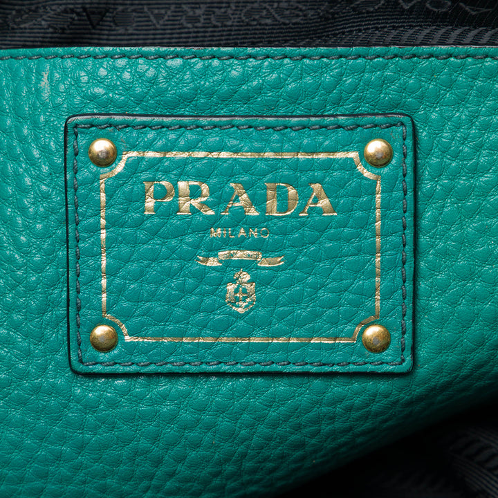 Prada Vitello Daino Front Zippé Open Cabas Bleu – vue 5 – GABY PARIS