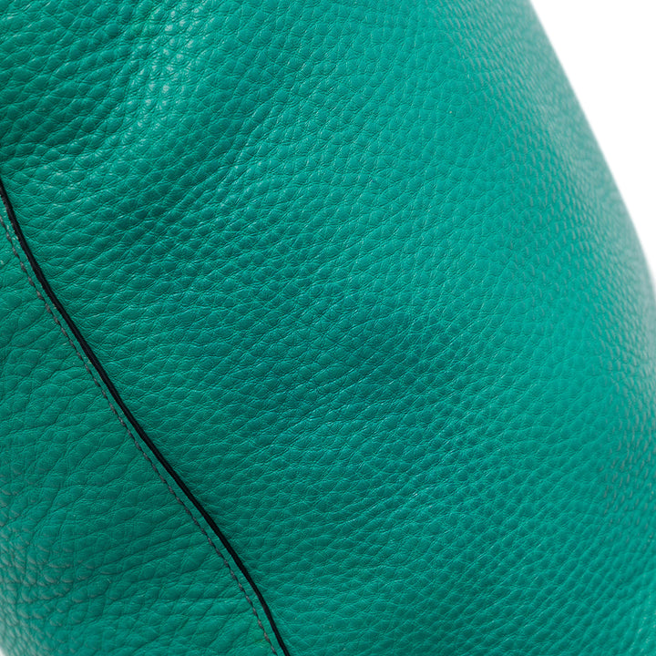 Prada Vitello Daino Front Zippé Open Cabas Bleu – vue 6 – GABY PARIS