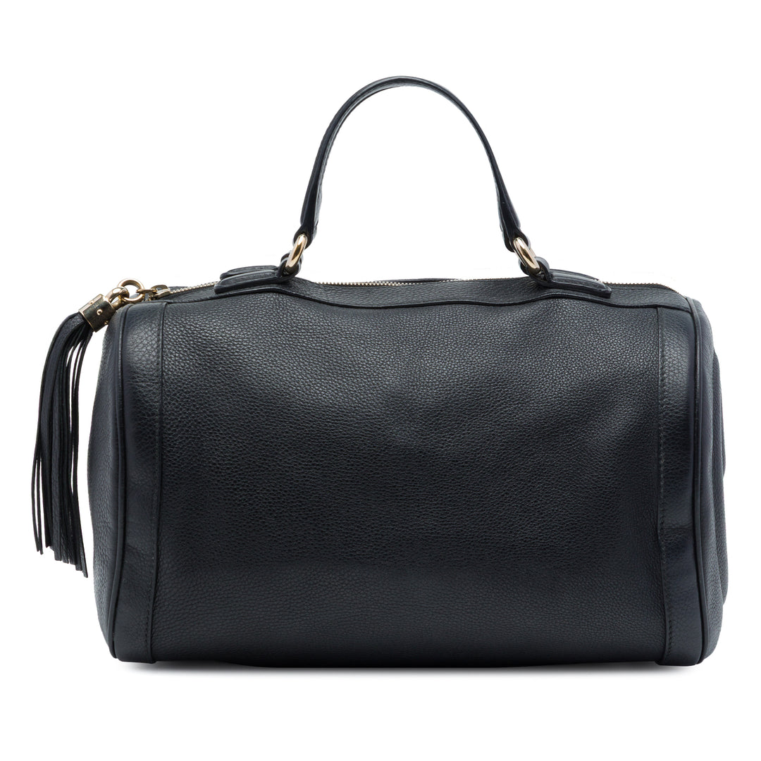 Pebbled Soho Boston Sac Moyen Cuir de veau Noir