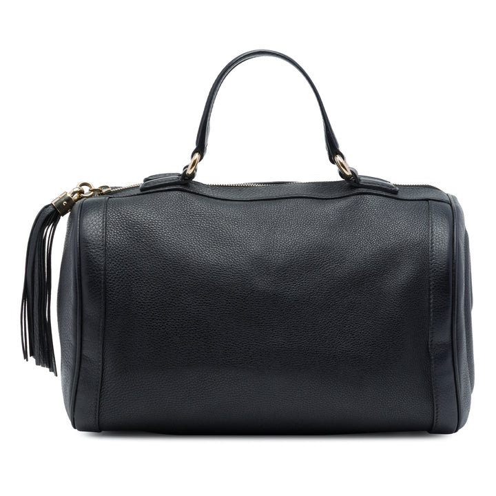 Pebbled Soho Boston Sac Moyen Cuir de veau Noir