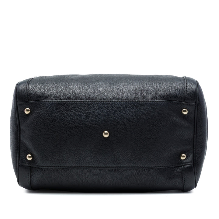 Pebbled Soho Boston Sac Moyen Cuir de veau Noir