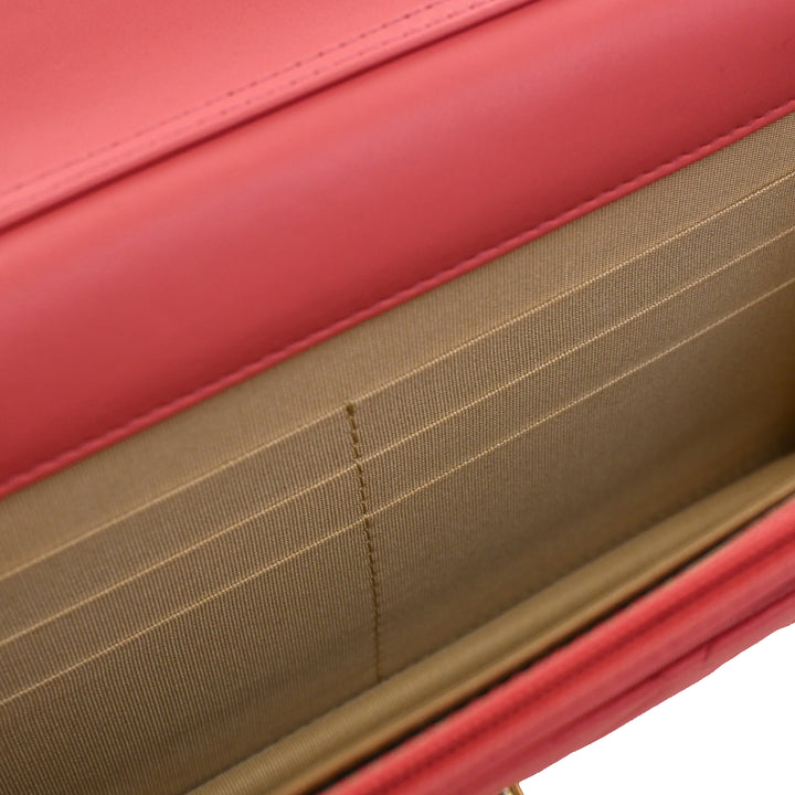 CC Matelassé Perle Crush Wallet on Chain Cuir d'agneau Rose