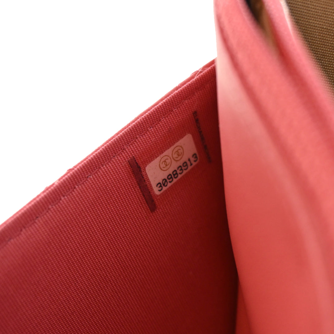 CC Matelassé Perle Crush Wallet on Chain Cuir d'agneau Rose