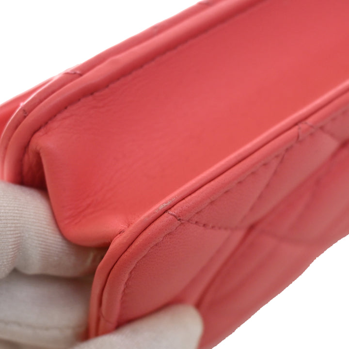 CC Matelassé Perle Crush Wallet on Chain Cuir d'agneau Rose