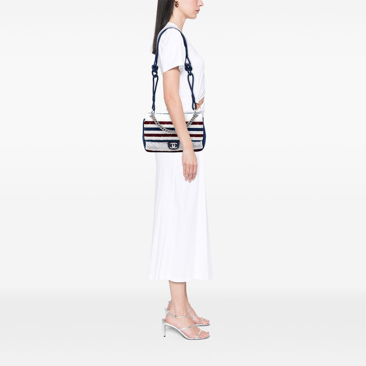 Stripe Jersey Felt et Rope à rabat Jumbo Blanc