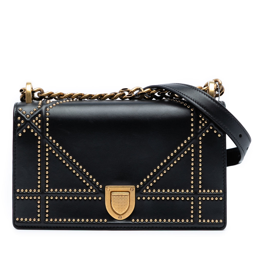 Dior Small Cuir d’agneau Studded Diorama Flap Noir – GABY PARIS Authentique