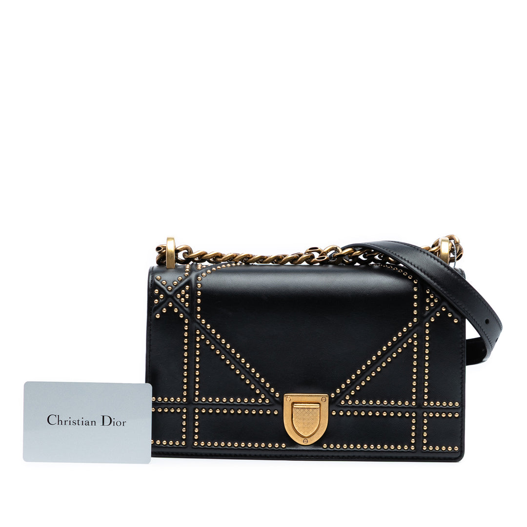 Dior Small Cuir d’agneau Studded Diorama Flap Noir – GABY PARIS Authentique