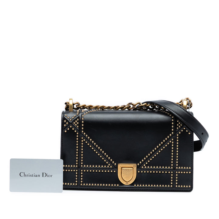 Dior Small Cuir d’agneau Studded Diorama Flap Noir – GABY PARIS Authentique