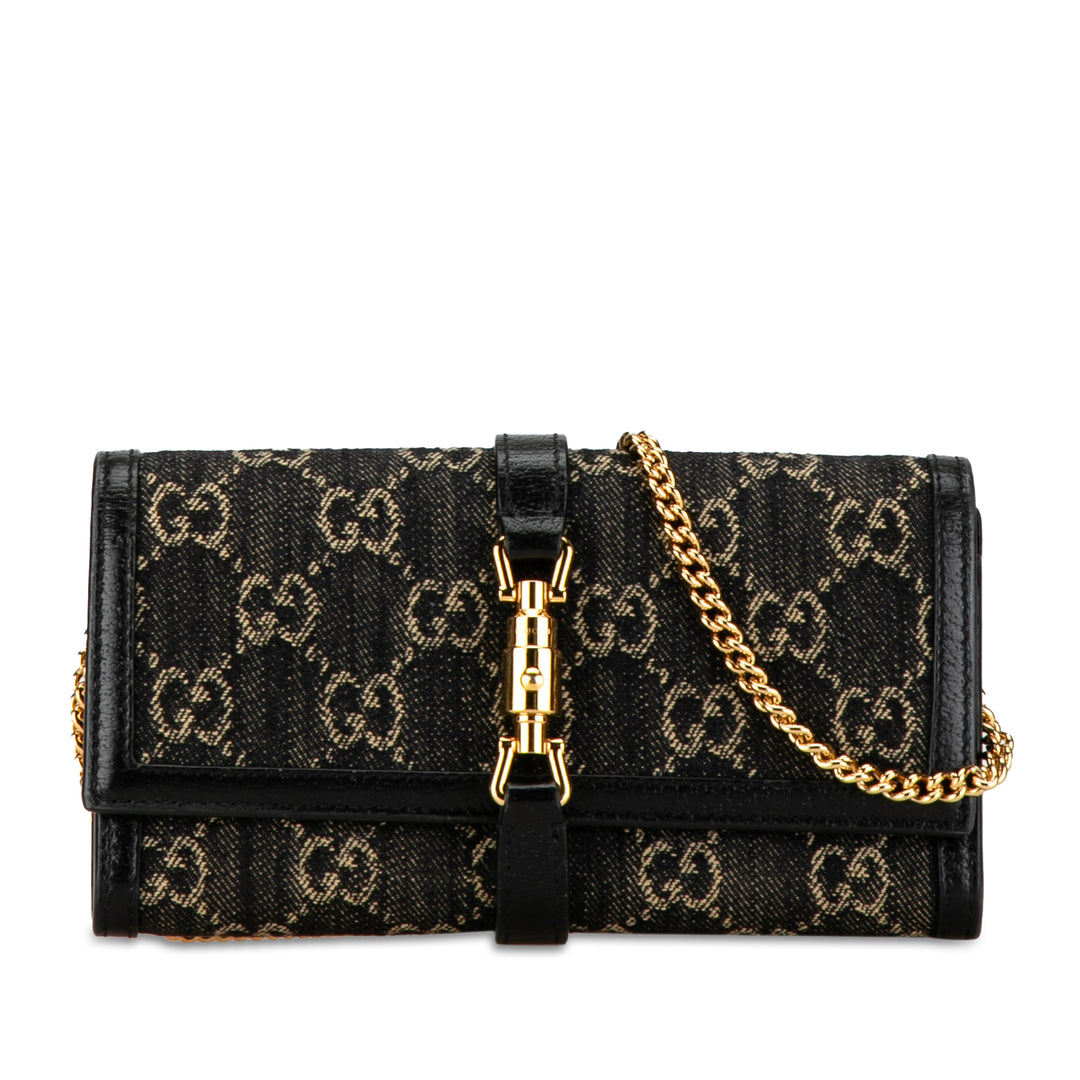 GG Denim Jackie 1961 Wallet on Chain Black - Gaby Paris