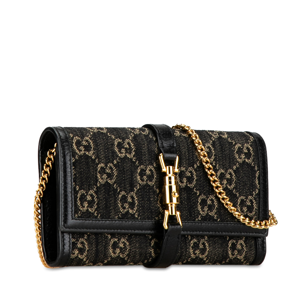 GG Denim Jackie 1961 Wallet on Chain Black - Gaby Paris