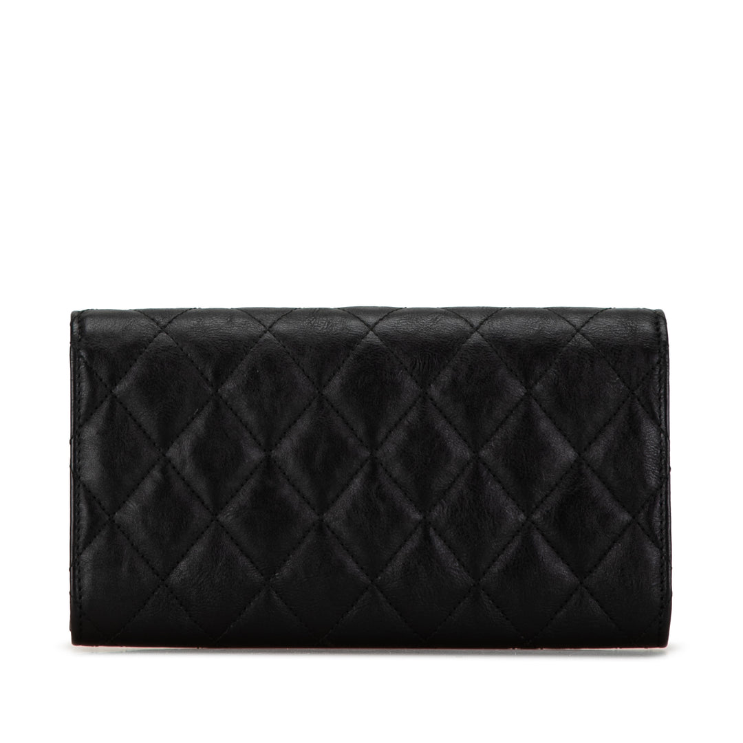 Chanel CC Quilted Lambskin Flap Continental Wallet Black - GABY PARIS