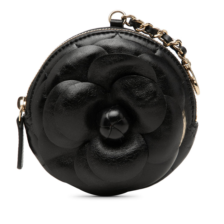 Chanel CC Cuir d'agneau Camellia Bouquet Rond Coin Pochette