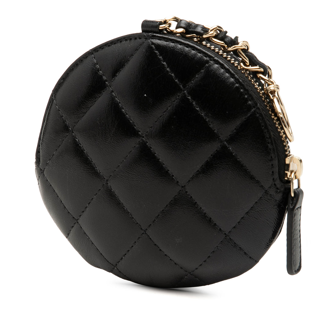 Chanel CC Cuir d'agneau Camellia Bouquet Rond Coin Pochette