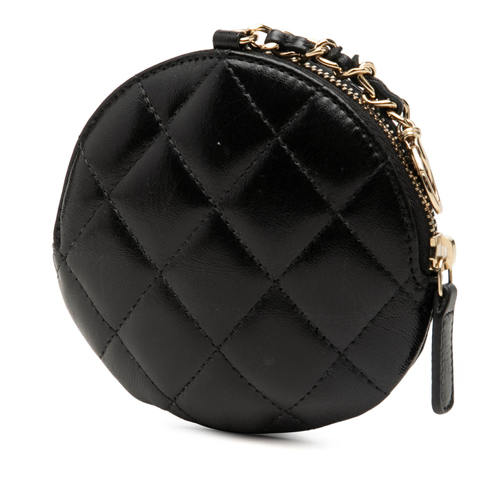 Chanel CC Cuir d'agneau Camellia Bouquet Rond Coin Pochette