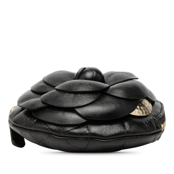 Chanel CC Cuir d'agneau Camellia Bouquet Rond Coin Pochette
