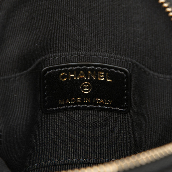 Chanel CC Cuir d'agneau Camellia Bouquet Rond Coin Pochette