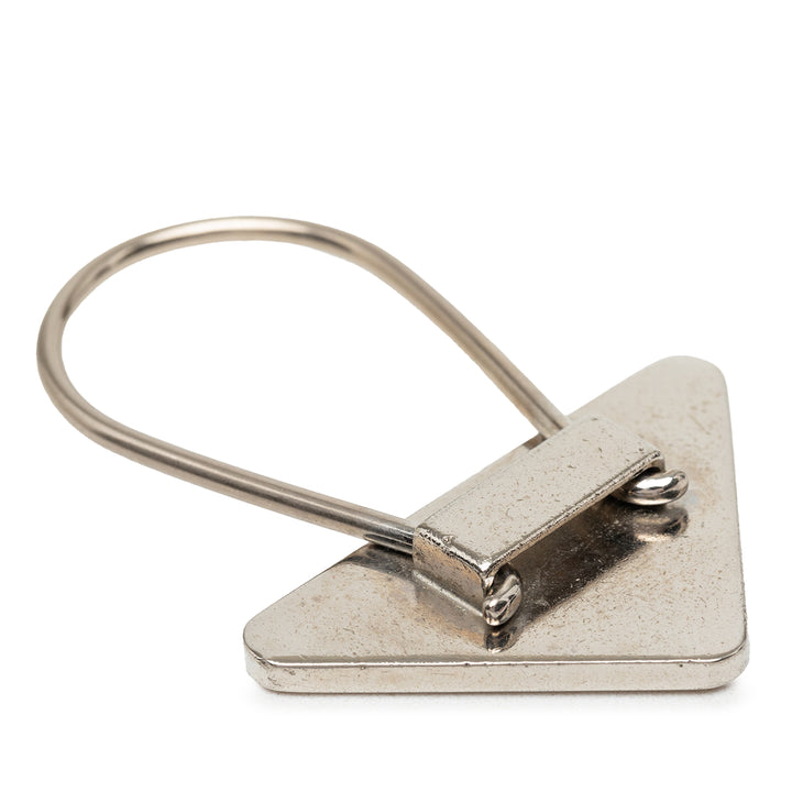 Prada Brass Émail Triangle Logo Key Chaîne Métal