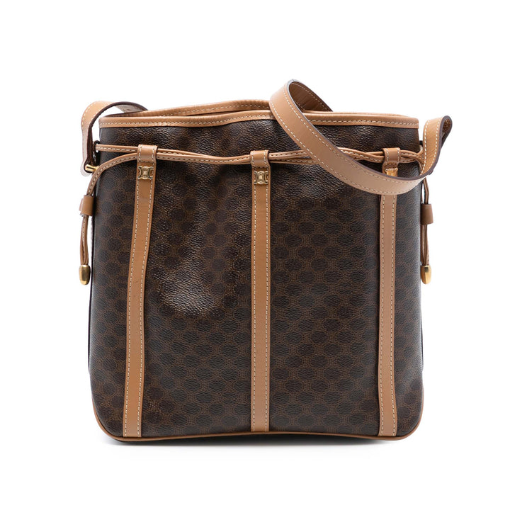 Celine Macadam Coated Toile Drawstring Sac porté croisé