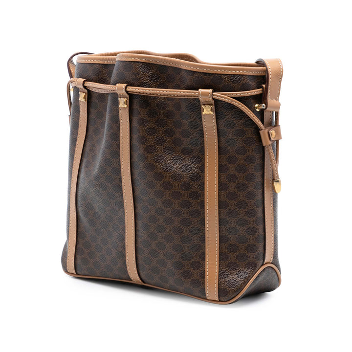 Celine Macadam Coated Toile Drawstring Sac porté croisé