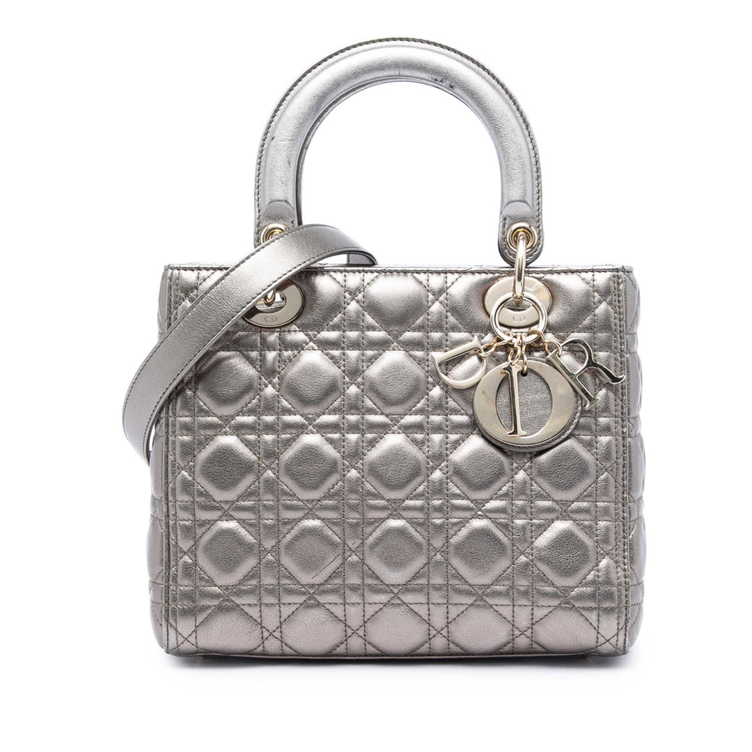 Dior Medium Metallic Cuir d’agneau Cannage Lady Dior