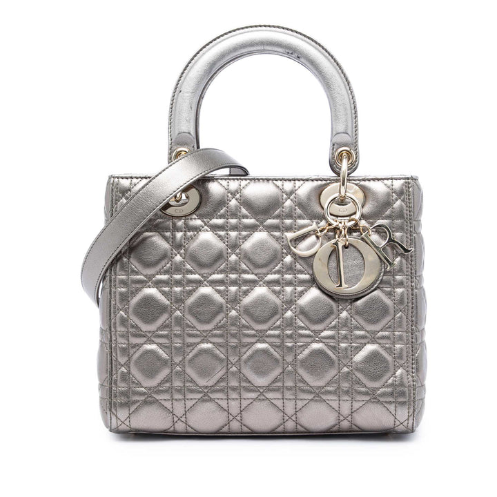 Dior Medium Metallic Cuir d’agneau Cannage Lady Dior