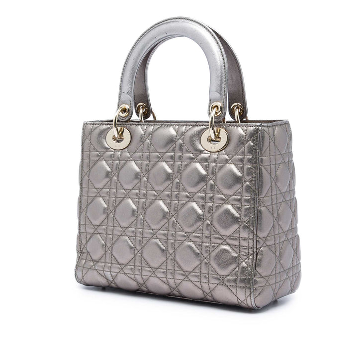 Dior Medium Metallic Cuir d’agneau Cannage Lady Dior