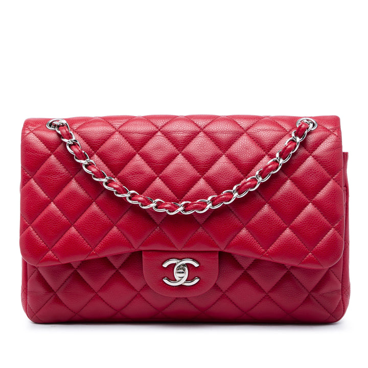 Chanel Classic Double rabat Jumbo Cuir caviar Rouge – vue principale – GABY PARIS