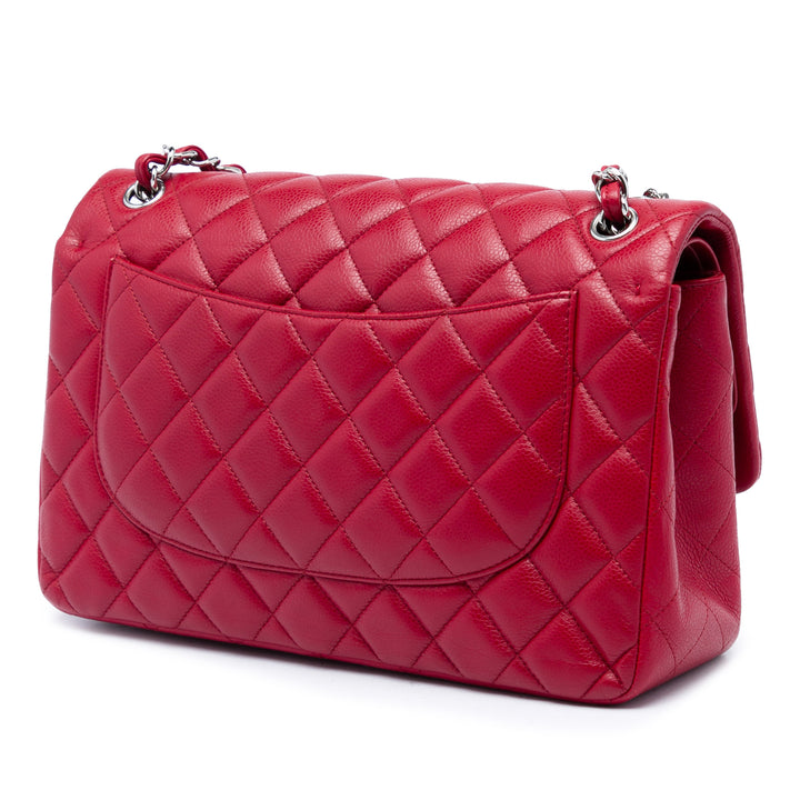 Chanel Classic Double rabat Jumbo Cuir caviar Rouge – vue 2 – GABY PARIS