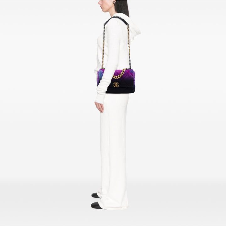 Chanel Sac à main Ombre 19 à rabat Tweed Grand Violet – vue 6 – GABY PARIS