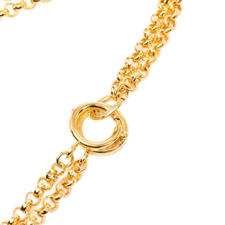 Chanel CC plaqué Double Heart Pendant Collier Métal