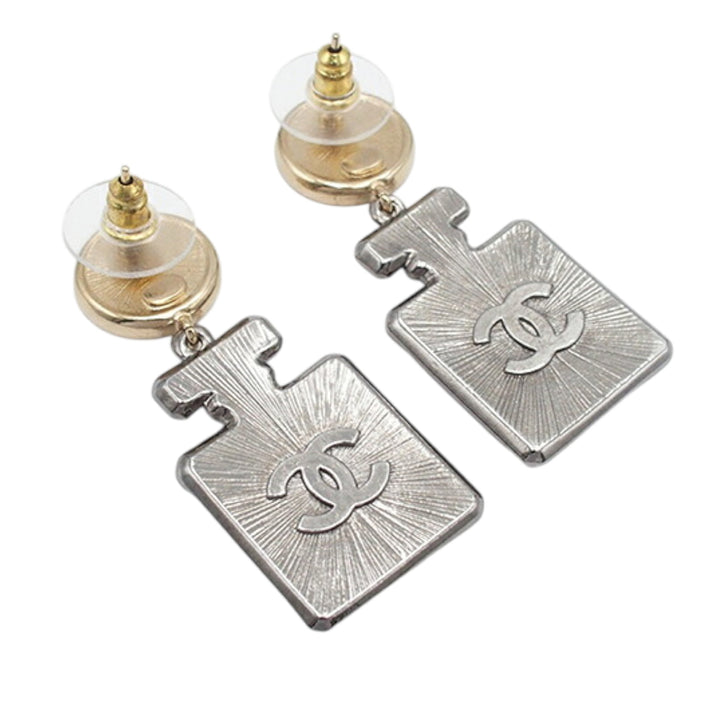Chanel plaqué et plaqué CC Rhinestone No 5 Perfume Bottle pendantes fermoir poussette Boucles d’oreilles – GABY PARIS Authentique