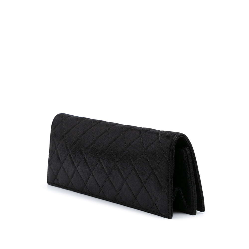 Quilted Iridescent Suede Crystal CC Clutch Black - Gaby Paris