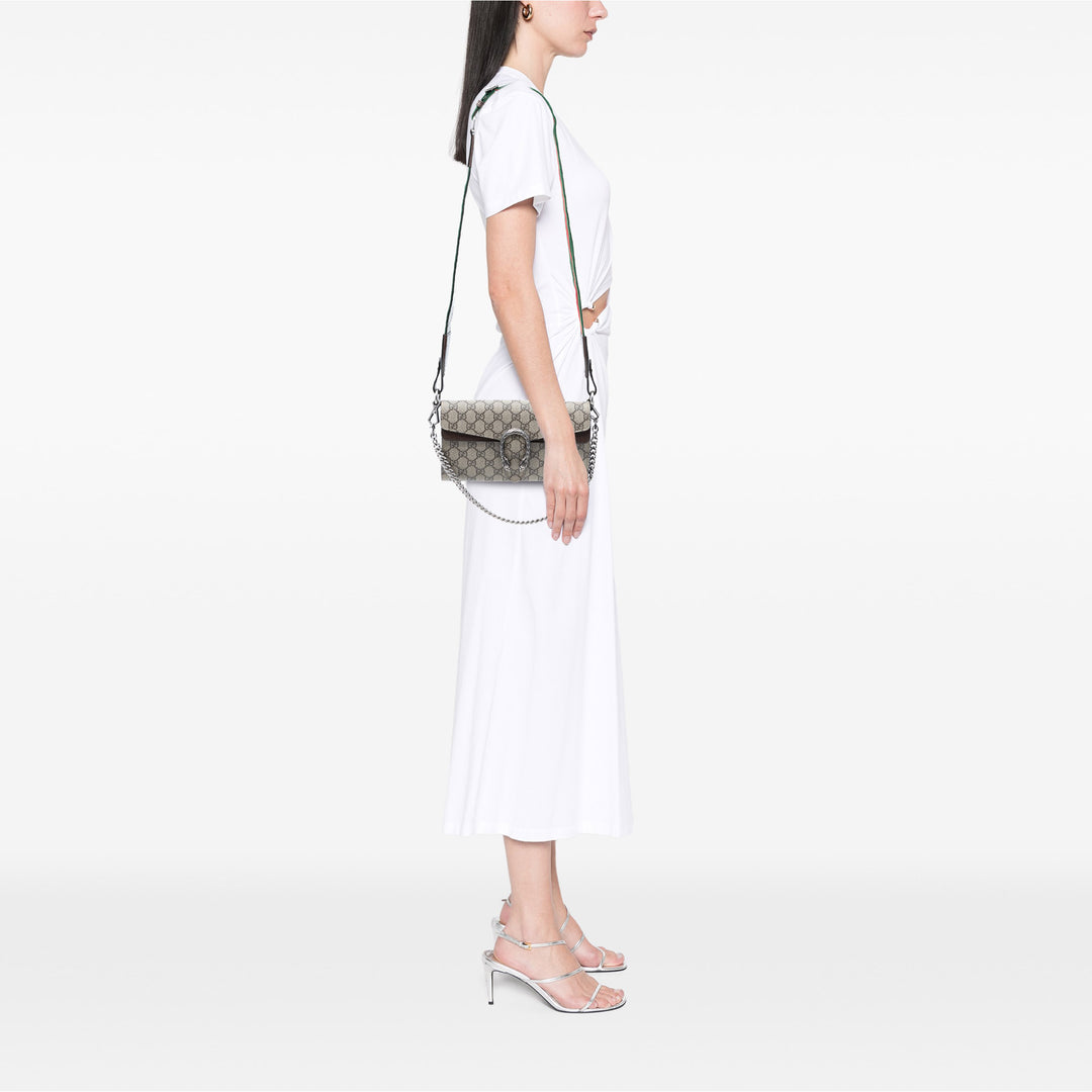 East West Dionysus à rabat Sac Petit GG Supreme Beige