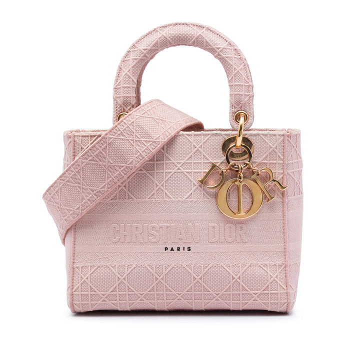 Dior Medium brodé Toile Cannage Lady D Lite