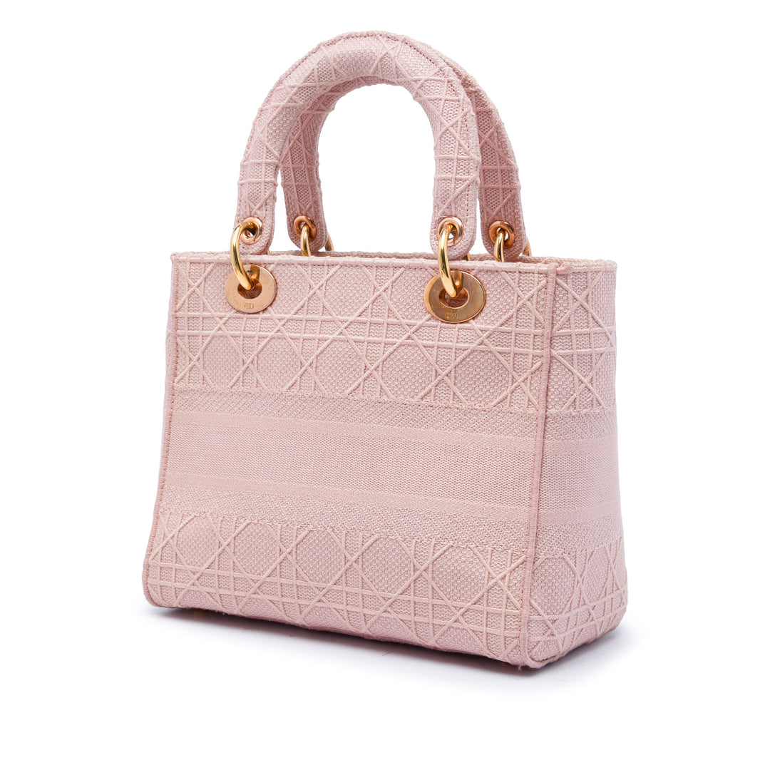 Dior Medium brodé Toile Cannage Lady D Lite