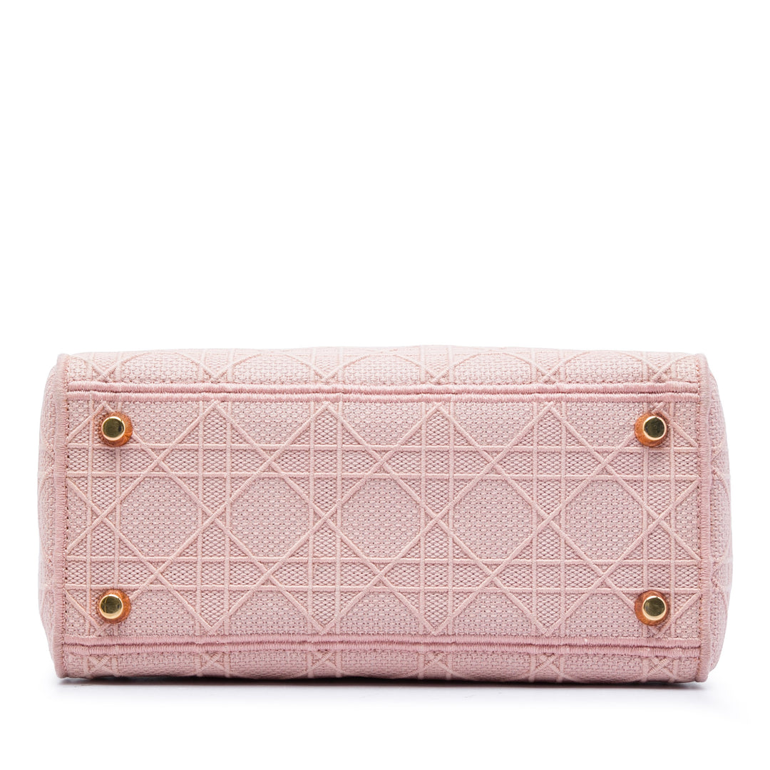 Dior Medium brodé Toile Cannage Lady D Lite