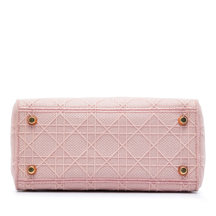 Dior Medium brodé Toile Cannage Lady D Lite