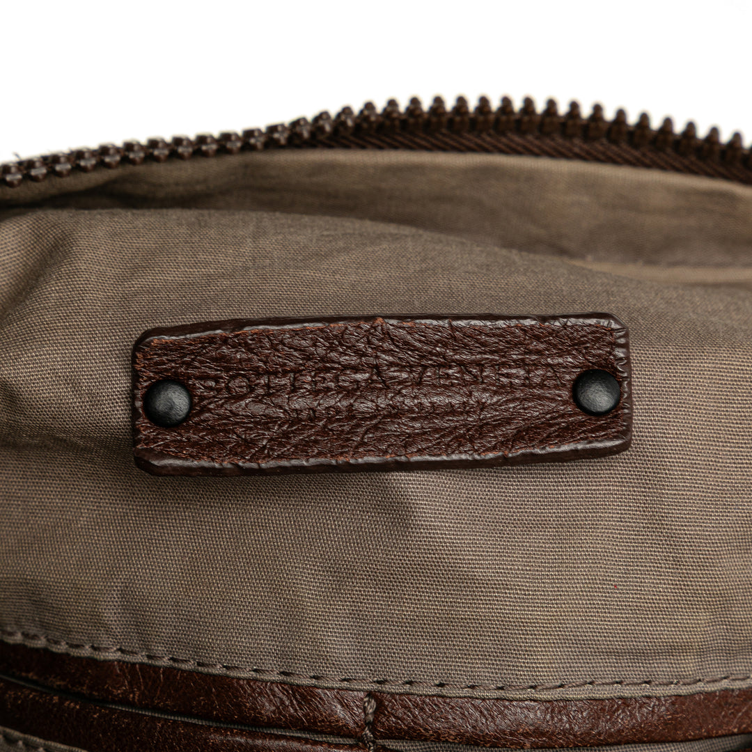 Intrecciato Trimmed Nappa Business Bag Brown - Gaby Paris