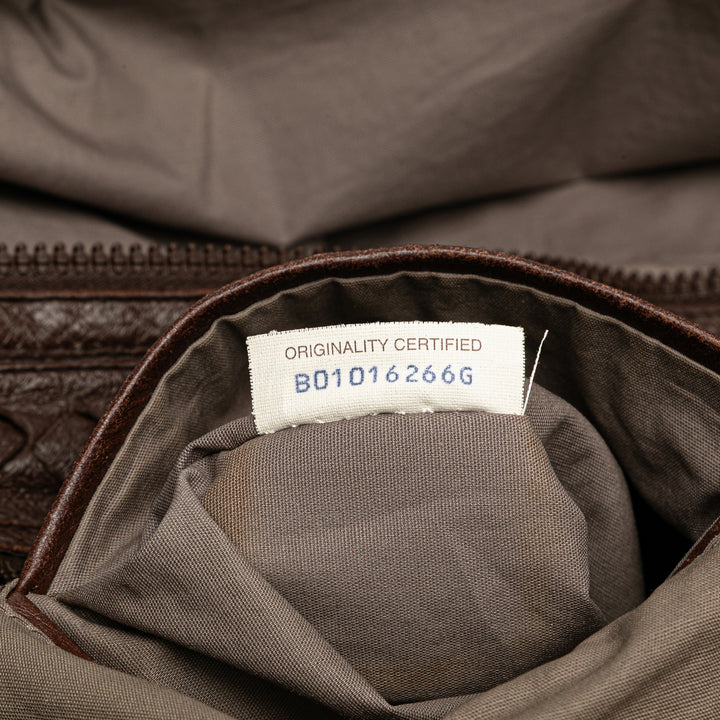 Intrecciato Trimmed Nappa Business Bag Brown - Gaby Paris