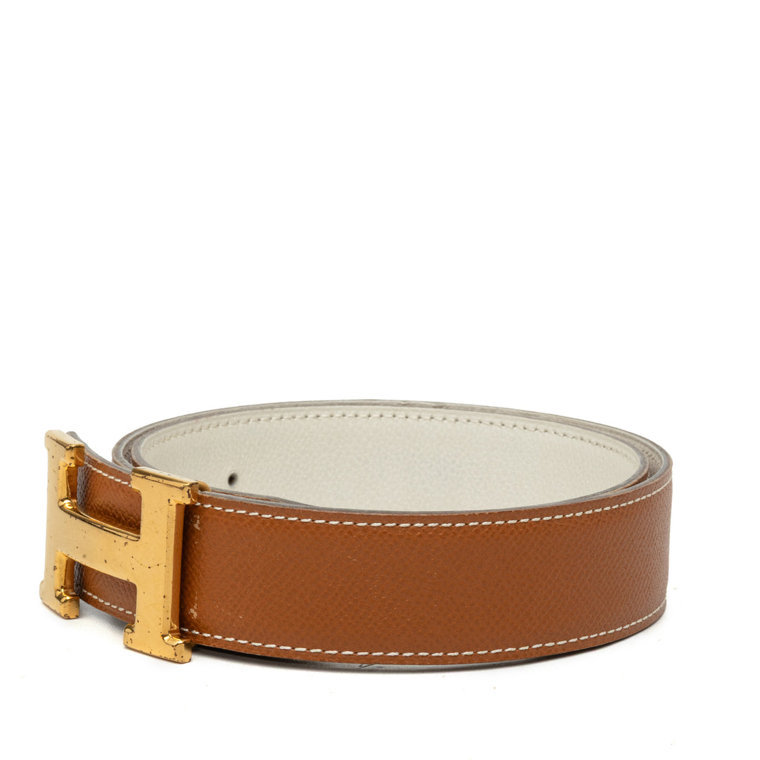 Hermès Ceinture Courchevel Constance H Réversible Marron – vue 2 – GABY PARIS