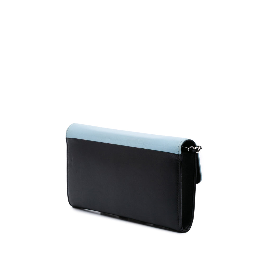 Lambskin Airlines Wallet On Chain Blue - Gaby Paris