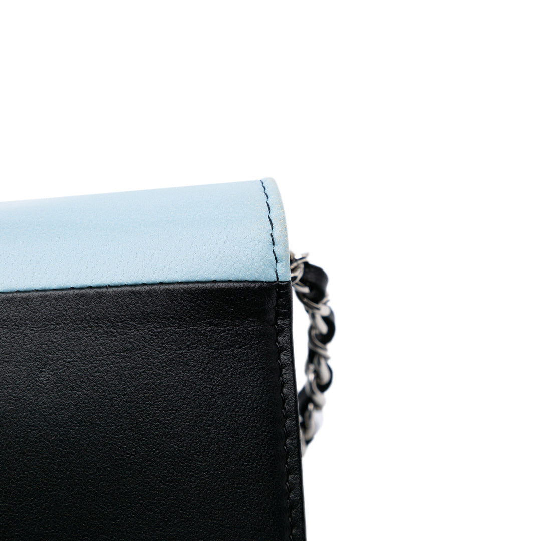 Lambskin Airlines Wallet On Chain Blue - Gaby Paris